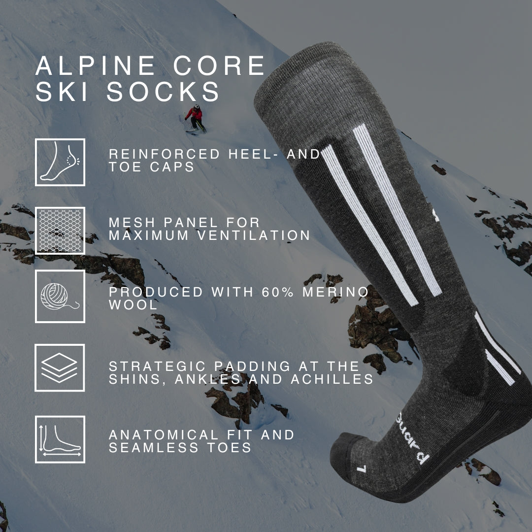 liiteGuard ALPINE CORE SKI SOCKS Lange strømper Dark Grey Melange/Black