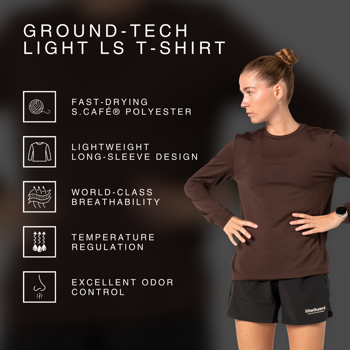 liiteGuard GROUND-TECH LIGHT LS T-SHIRT (WOMEN) Long Sleeve T-shirts Grey Melange