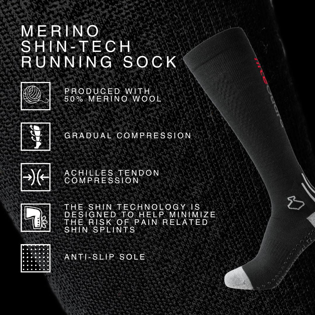 liiteGuard MERINO SHIN-TECH GRIP RUNNING SOCK Lange strømper Black