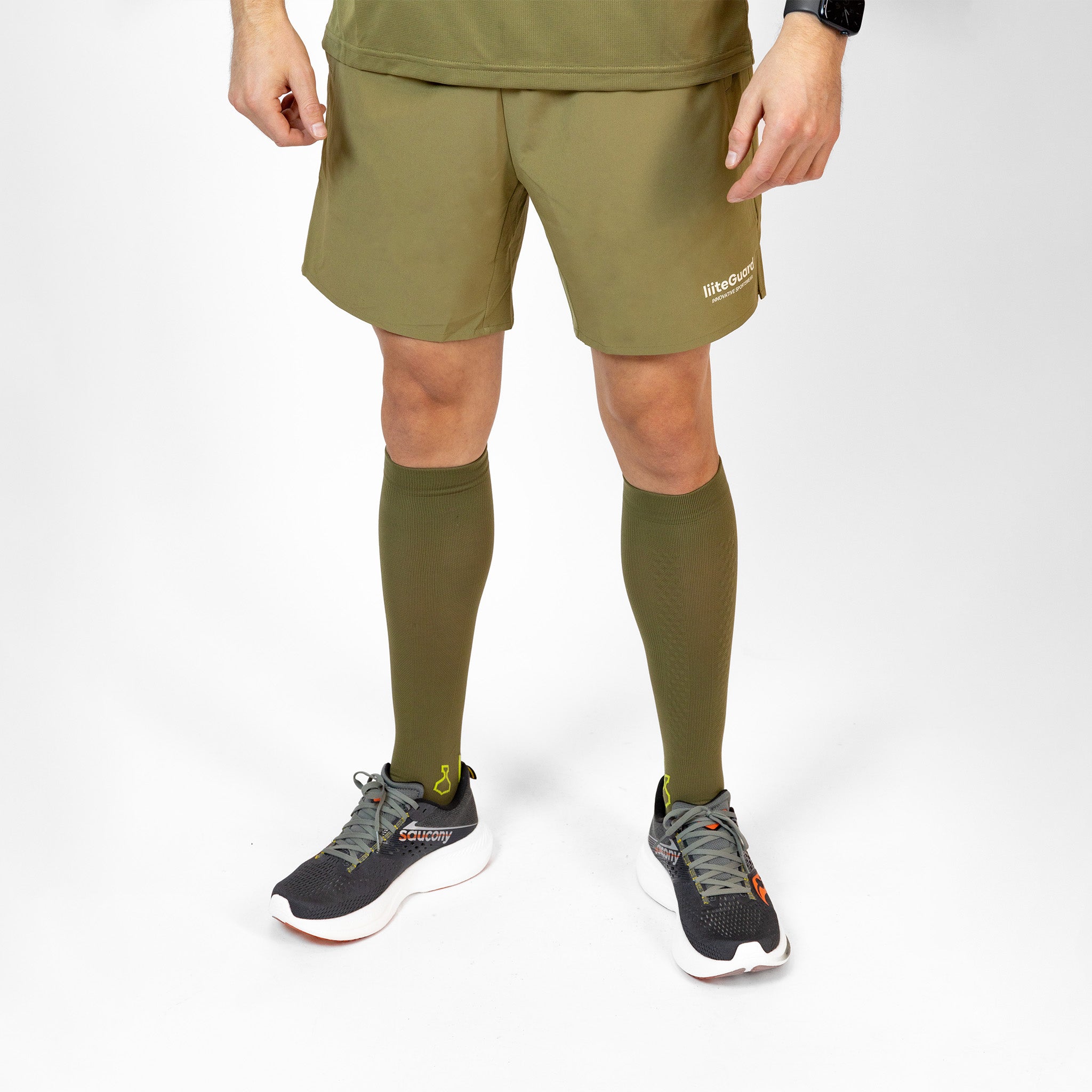 liiteGuard SHIN-TECH GRIP RUNNING SOCK Lange strømper Dusty Green