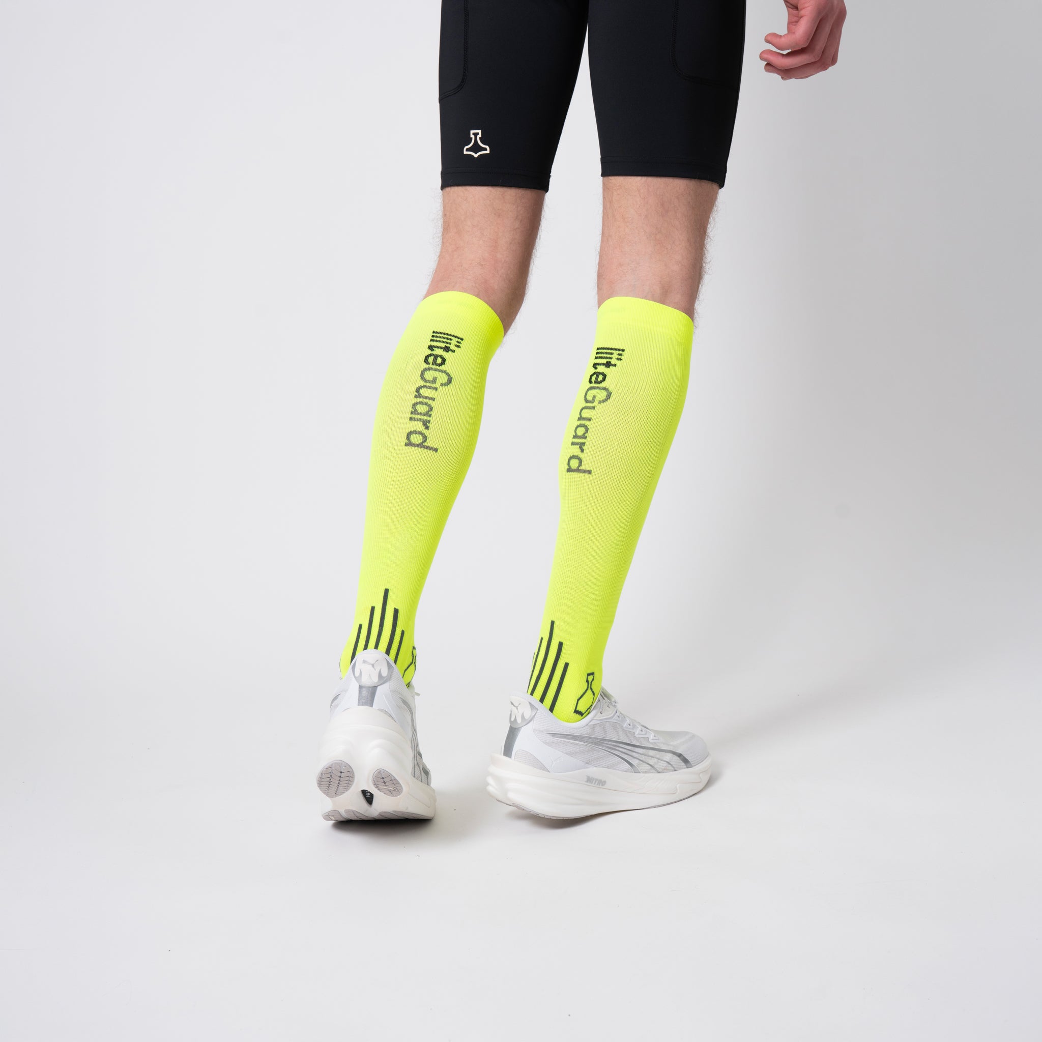 liiteGuard SHIN-TECH VISION GRIP RUNNING SOCK Lange strømper Neon Yellow