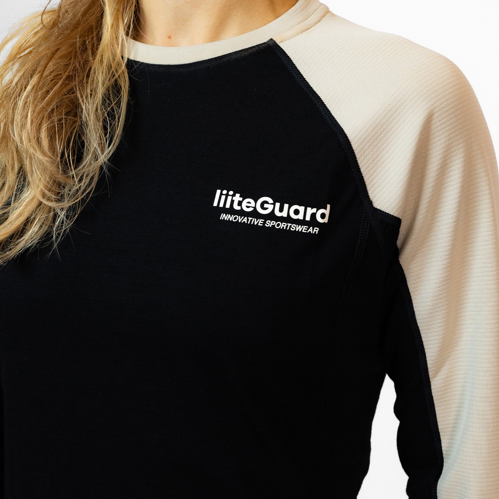 liiteGuard MERINO HYBRID BASELAYER LS (WOMEN) Baselayer Black/Sand