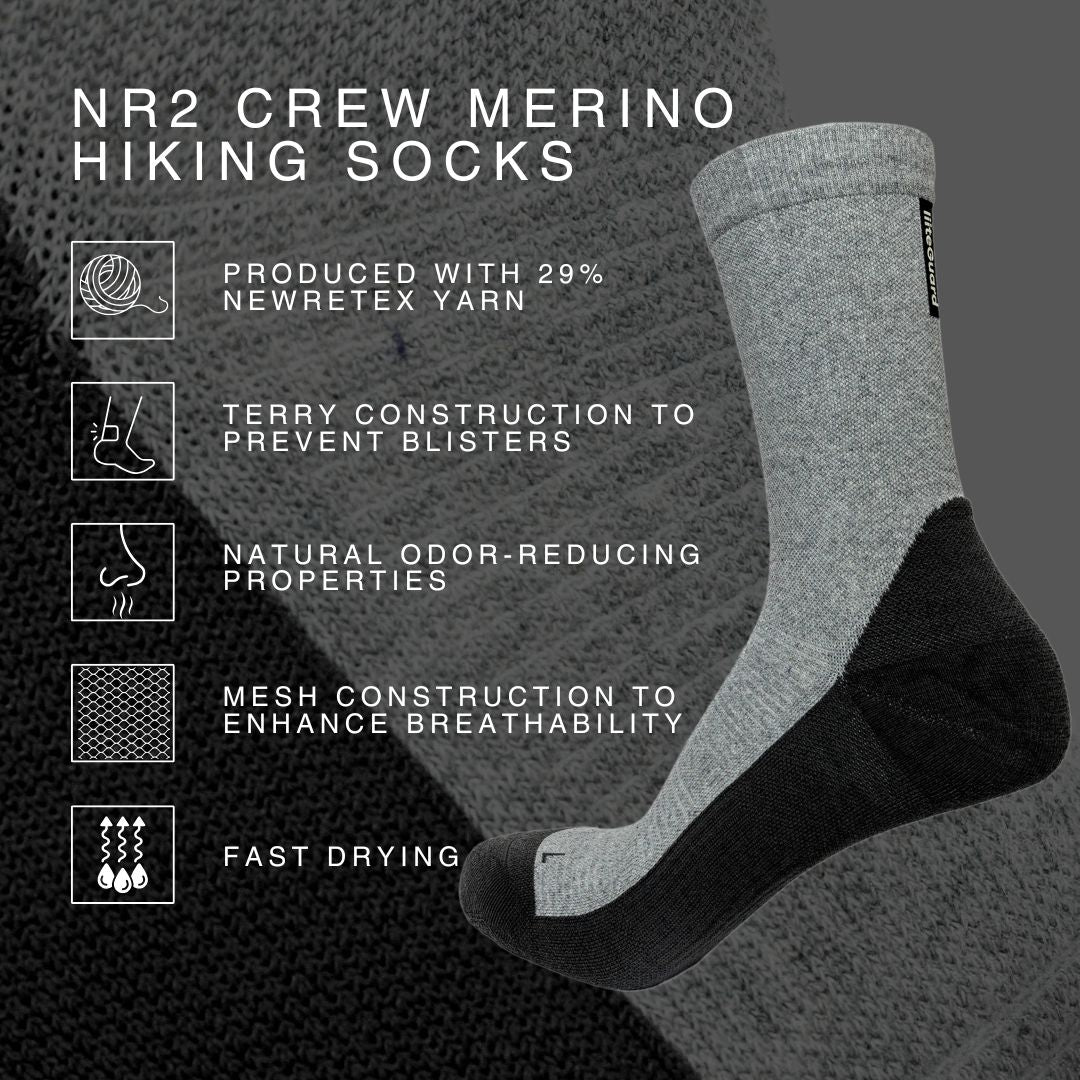 liiteGuard NR2 CREW MERINO HIKING SOCKS Strømper Light Grey