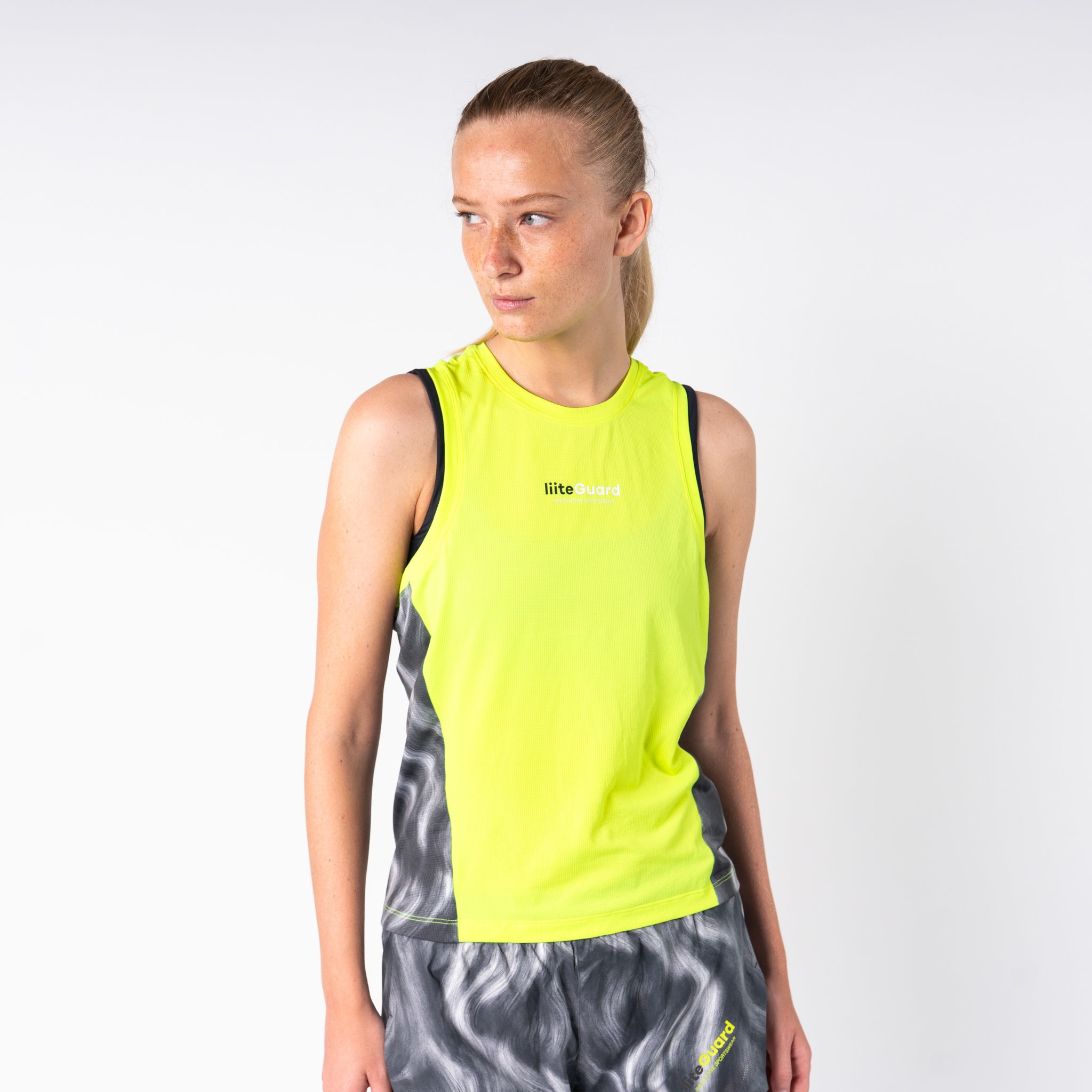 liiteGuard RACE GROUND-TECH SINGLET (WOMEN) Singlet Neon Yellow w. Grey AOP