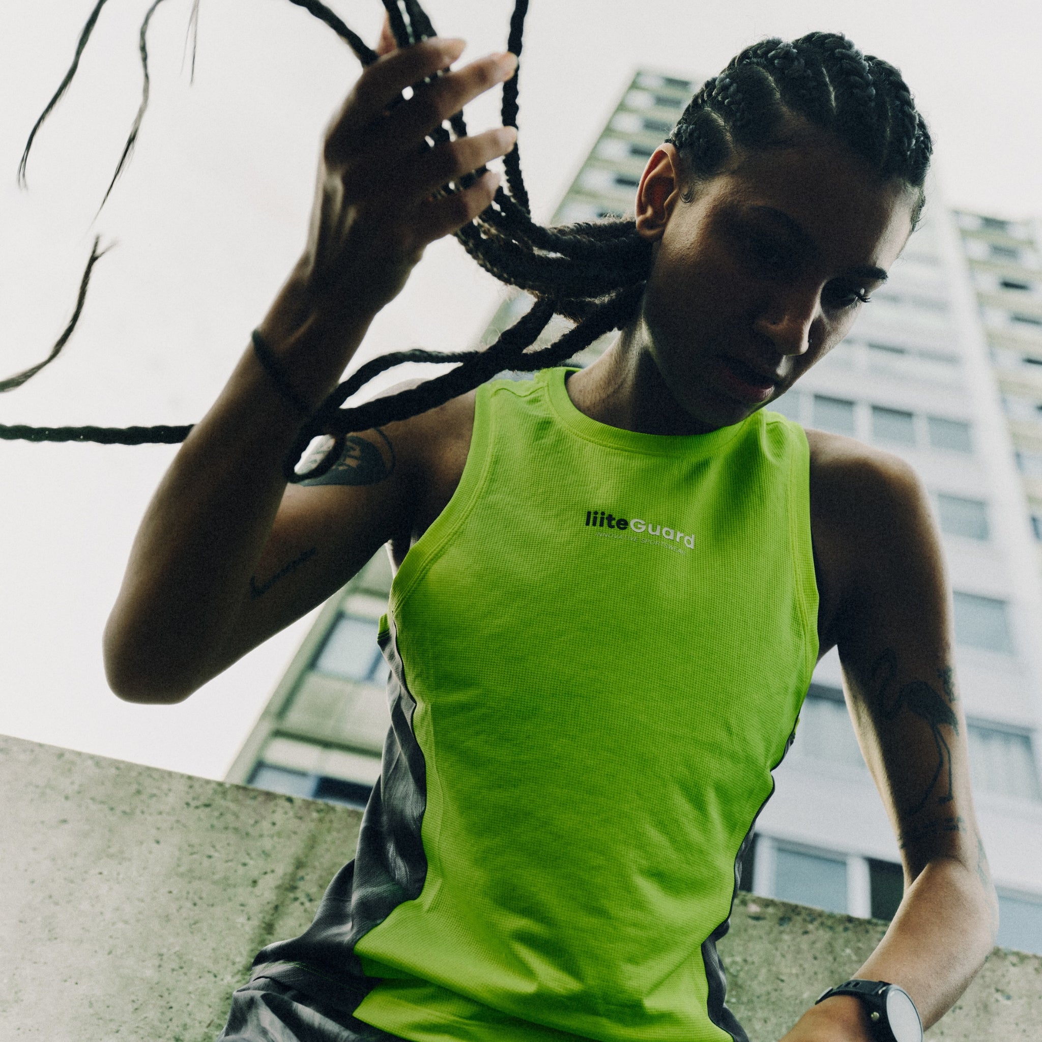liiteGuard RACE GROUND-TECH SINGLET (WOMEN) Singlet Neon Yellow w. Grey AOP