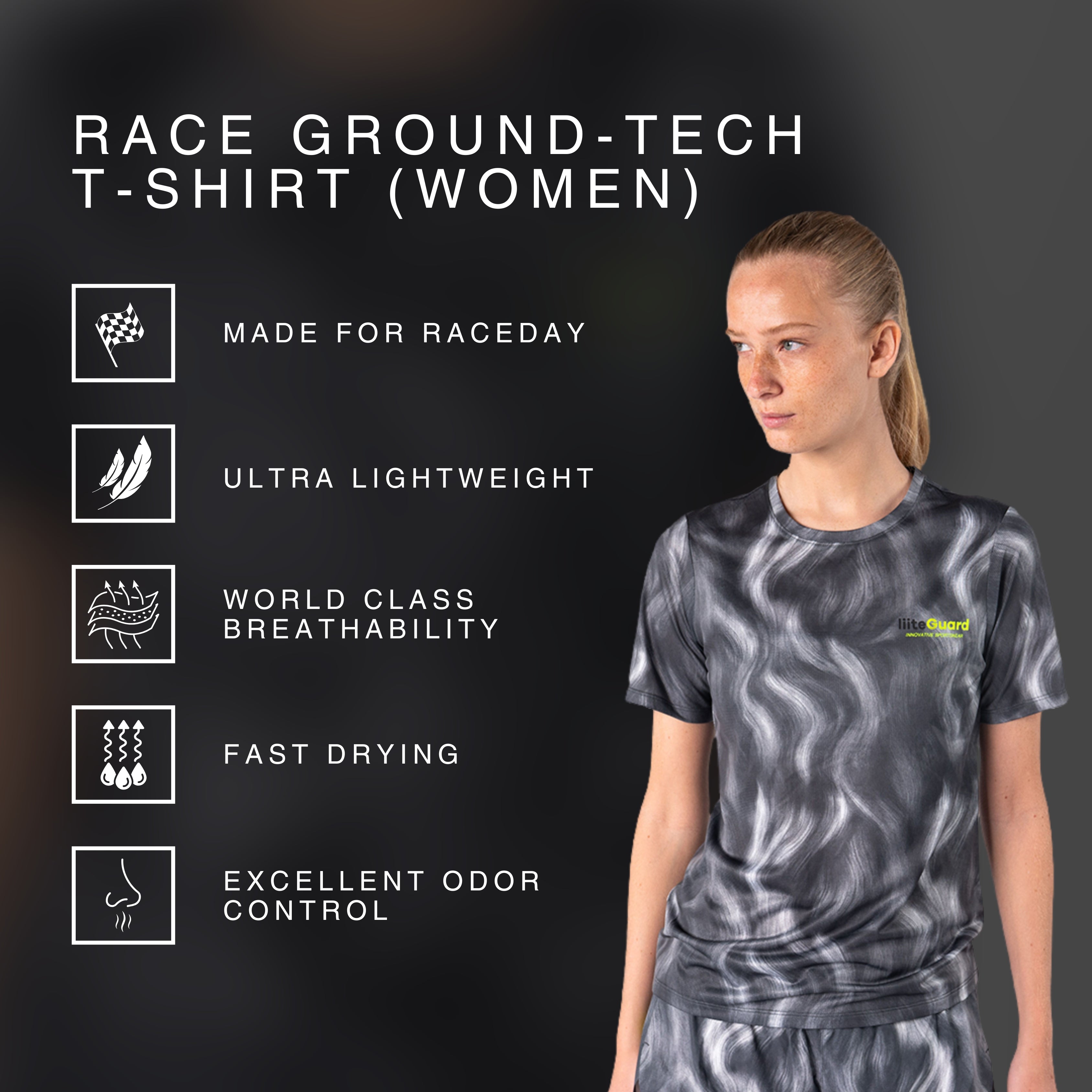 RACE GROUND-TECH T-SHIRT (WOMEN) - Grey AOP