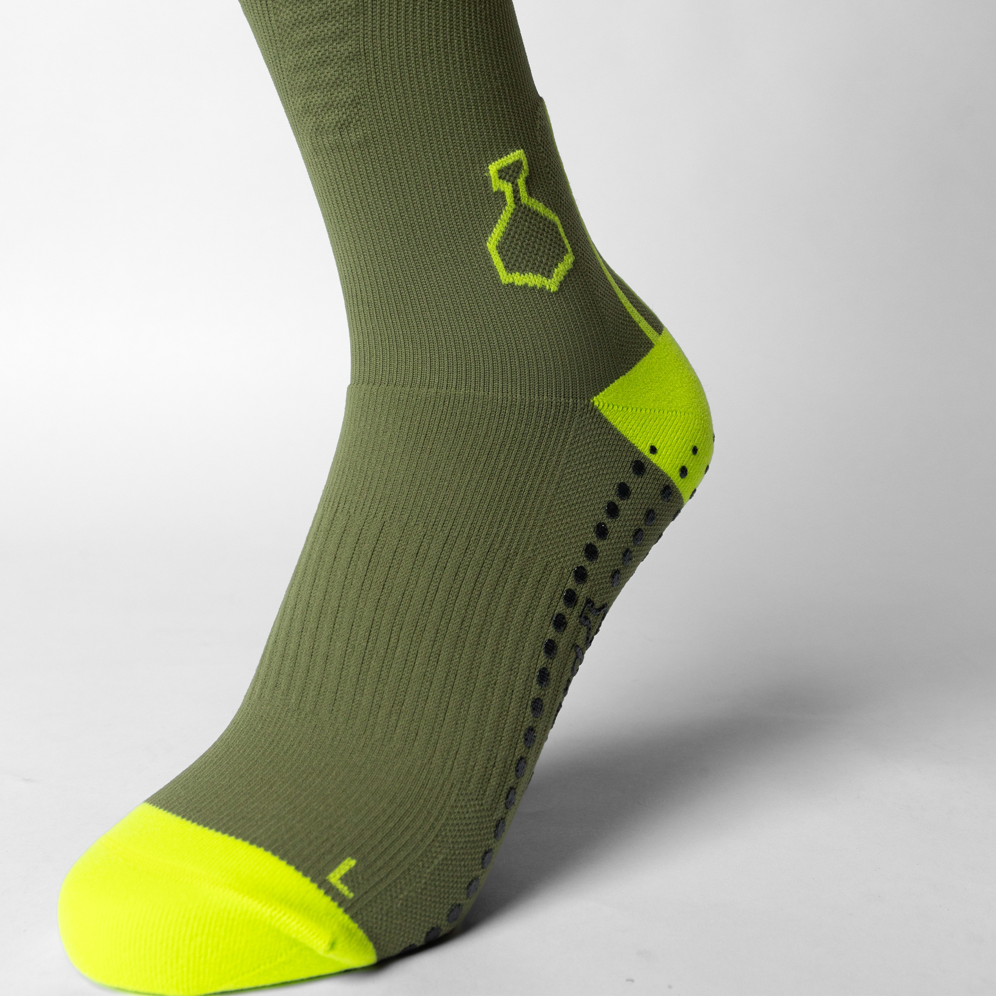 liiteGuard SHIN-TECH GRIP RUNNING SOCK Lange strømper Dusty Green