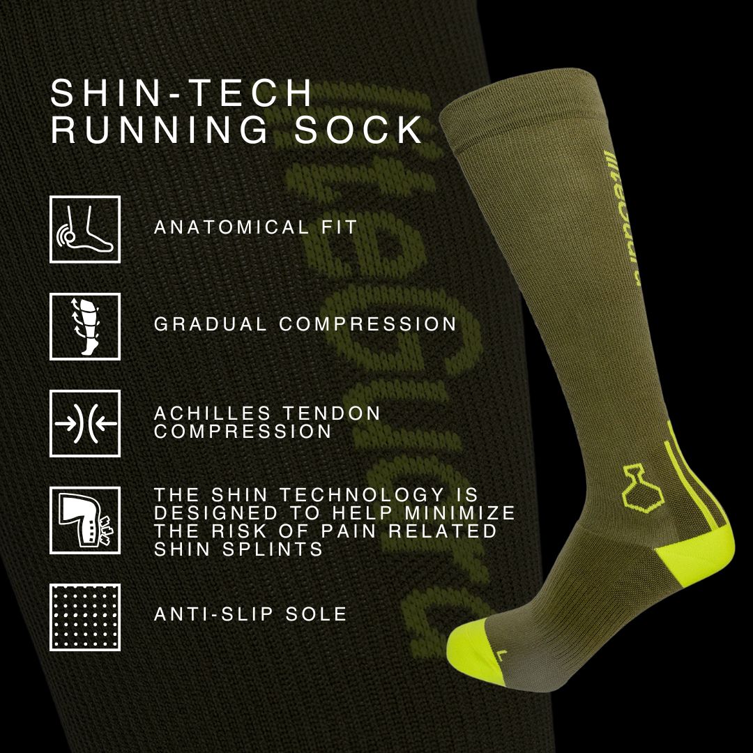 liiteGuard SHIN-TECH GRIP RUNNING SOCK Lange strømper Dusty Green