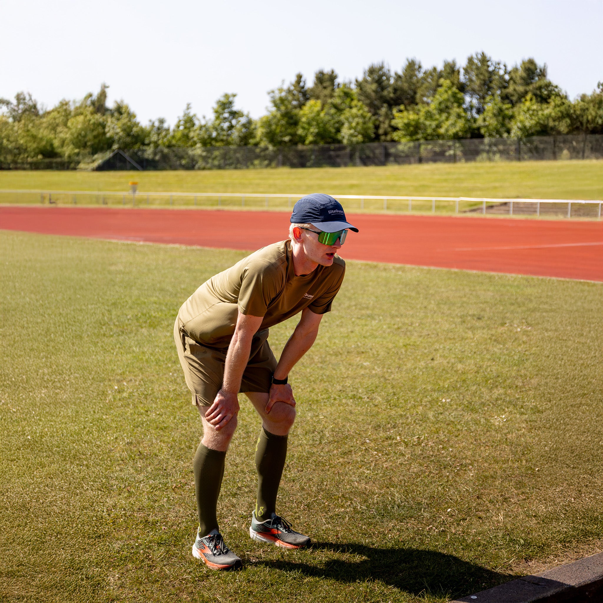 liiteGuard SHIN-TECH GRIP RUNNING SOCK Lange strømper Dusty Green