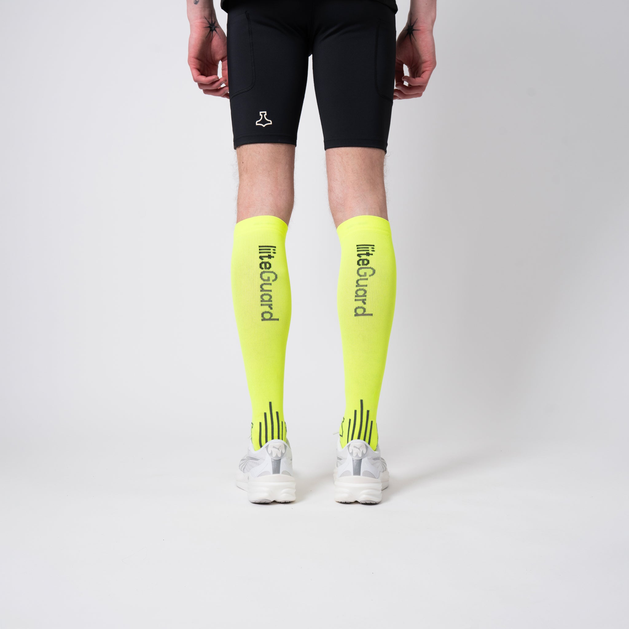liiteGuard SHIN-TECH VISION GRIP RUNNING SOCK Lange strømper Neon Yellow