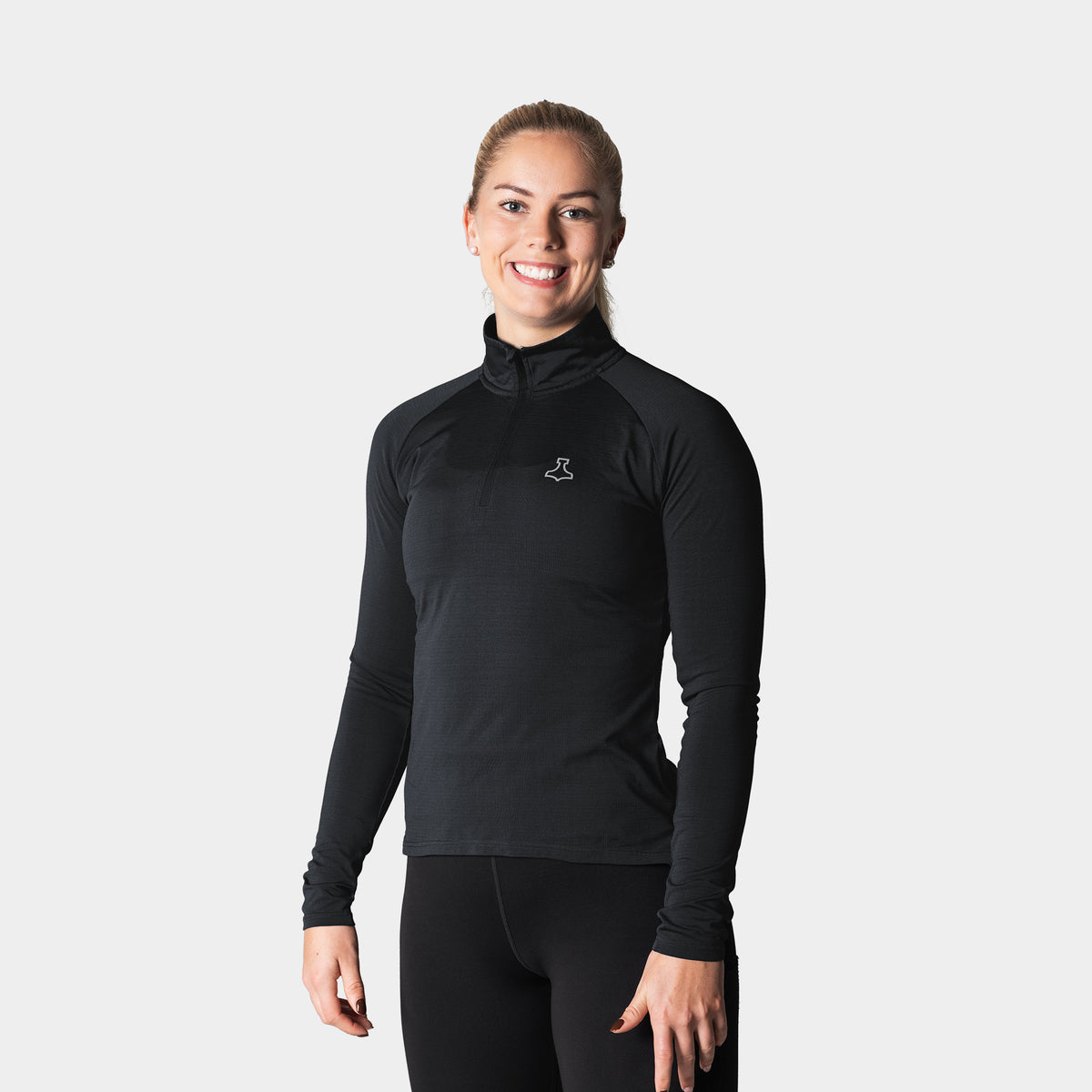 Zipper Sort Sort langærmet zip trøje | Træningstrøjer til damer - køb her